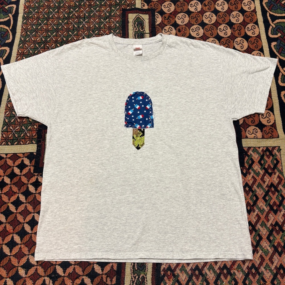 Ice Cream Upcycle Patchwork Handstitched Tee